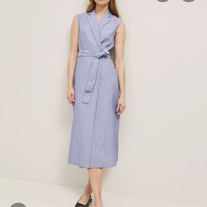 Ann Taylor Light Blue Pinstripe Midi Dress